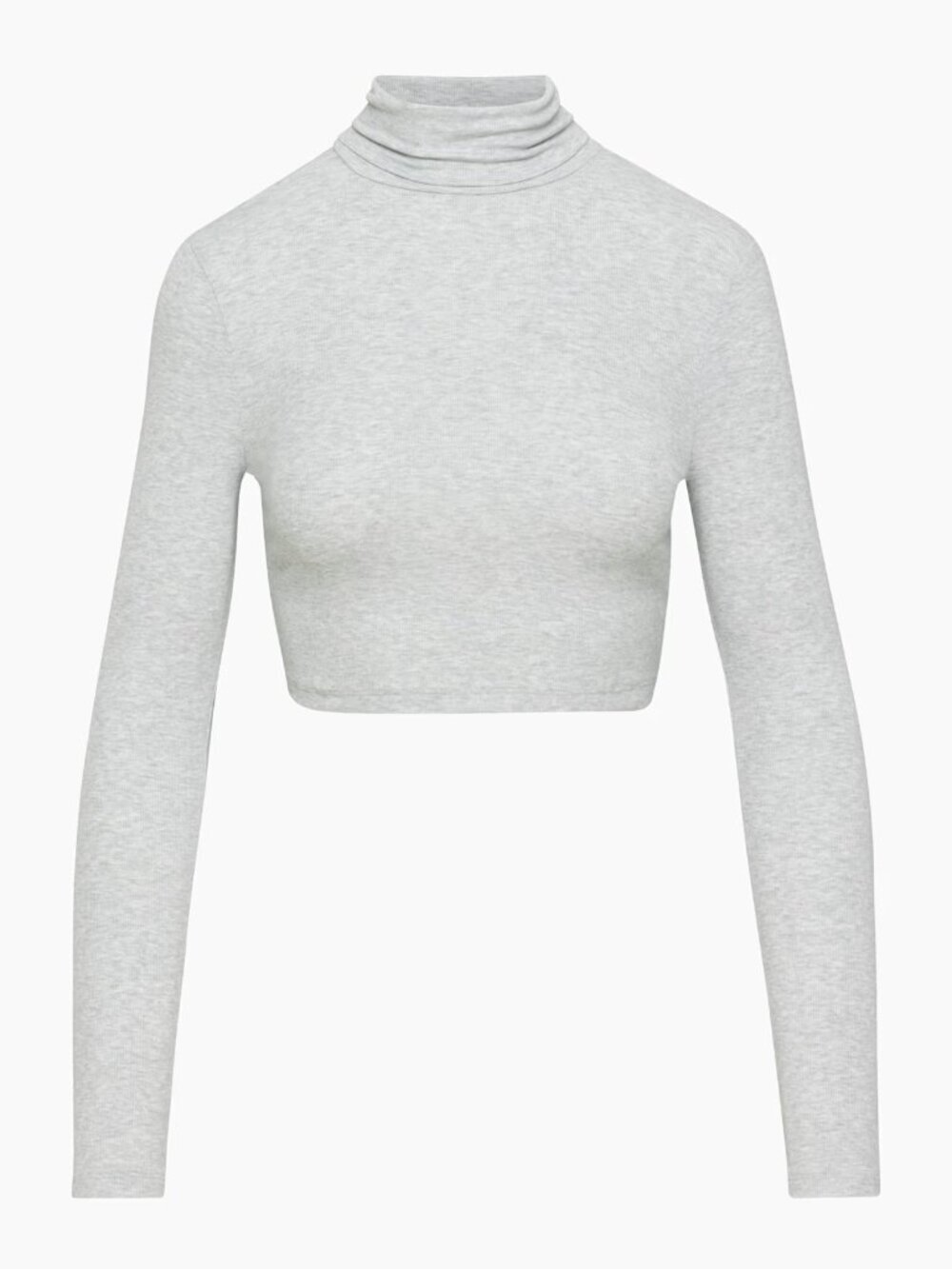 Sunday Best Cropped Ribbed Turtleneck Grey Size Large